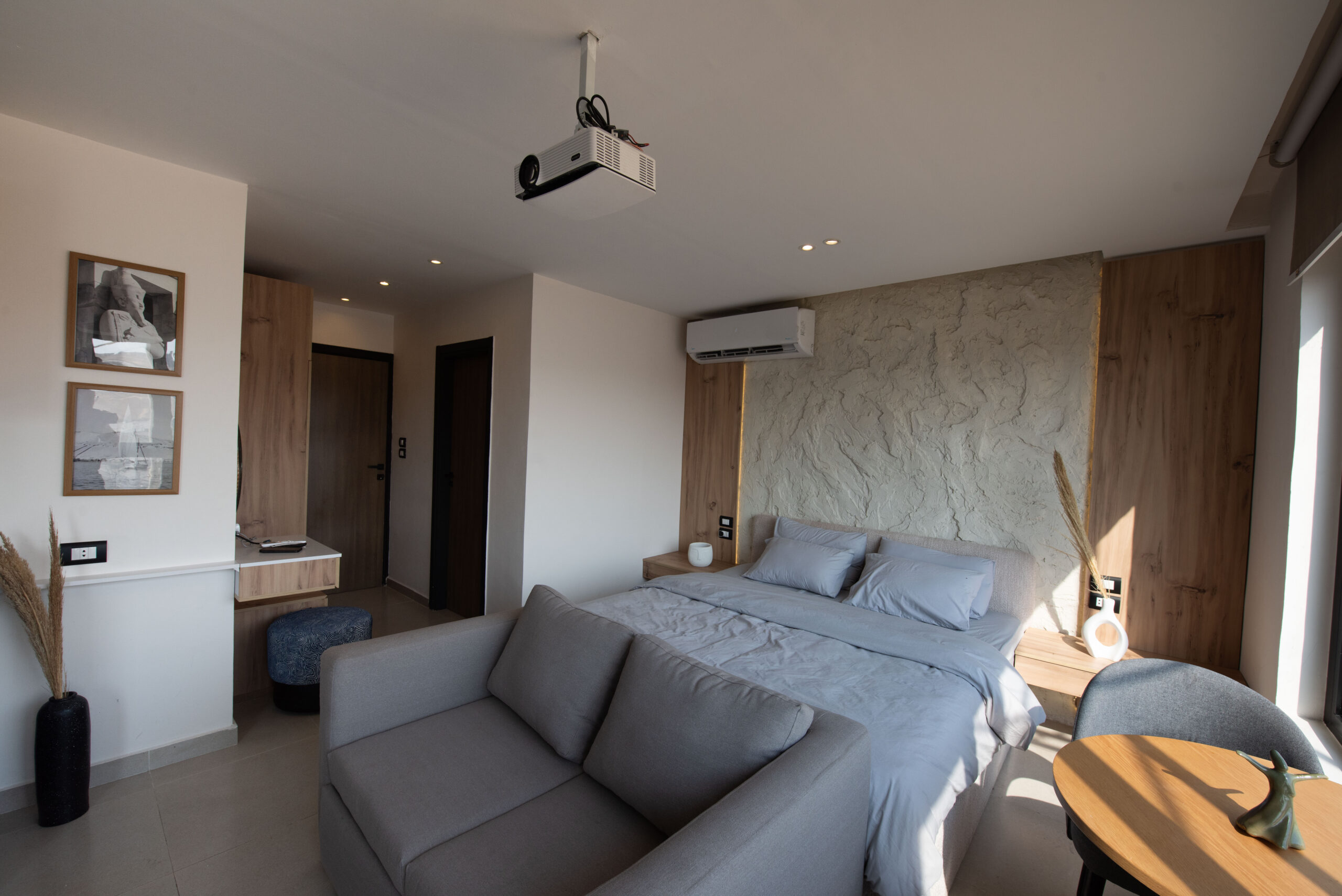 Modern luxury villa reception design in New Cairo with ambient lighting and neuro-architecture principles